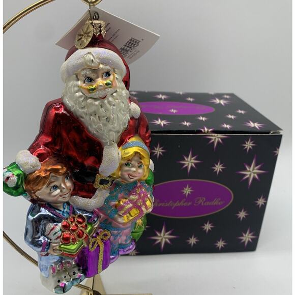 Vtg Radko Exclusive Design Christmas Ornament "SANTA'S VISIT" OG Box Hang Tag - Picture 6 of 9